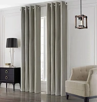 Loft Living Elba Total Blackout Textured Grommet Single Curtain Panel 52" x 63" in Light Grey