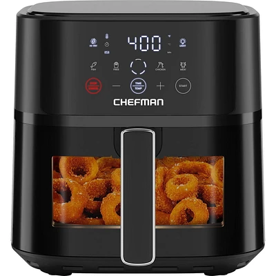 Chefman TurboFry Touch 5.5L (6-Qt) Easy-View Air Fryer w/ 4 Cooking Presets and 235°C (450°F) Hi-Fry Button - Black