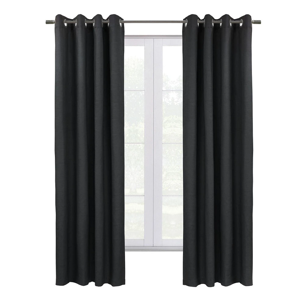 Loft Living Spirit Total Blackout Textured Grommet Single Curtain Panel 52" x 108" in Black