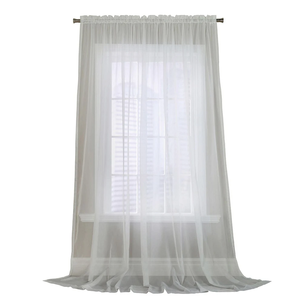 Loft Living Verona European Voile Wide Width Rod Pocket Sheer Single Curtain 112" x 108" in White