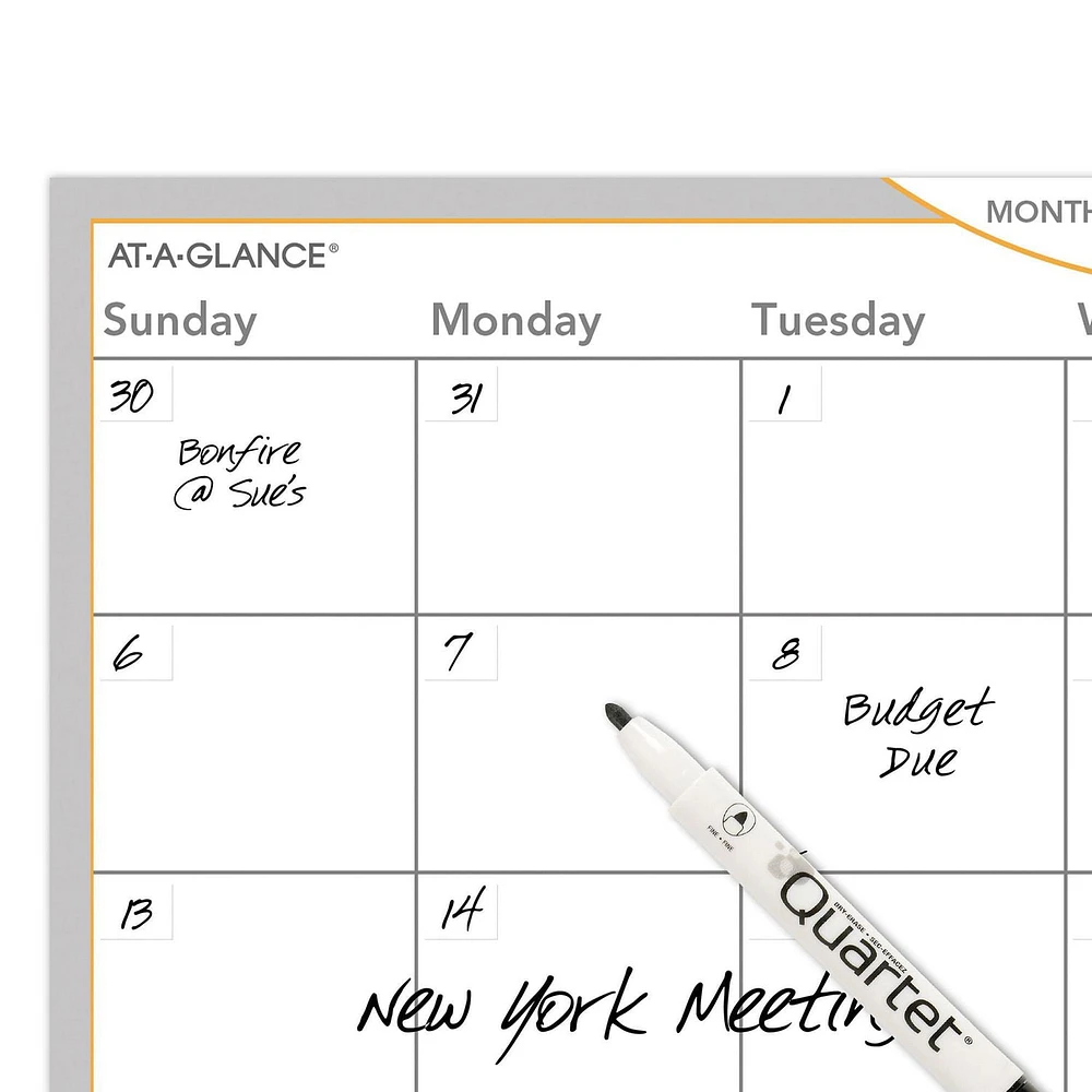 Wallmates Self-Adhesive Dry-Erase Undated Monthly Planner, 24 x 18