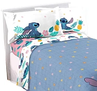 Disney Lilo & Stitch Hawaiian Denim 4-Piece Full Sheet Set, 100% Polyester