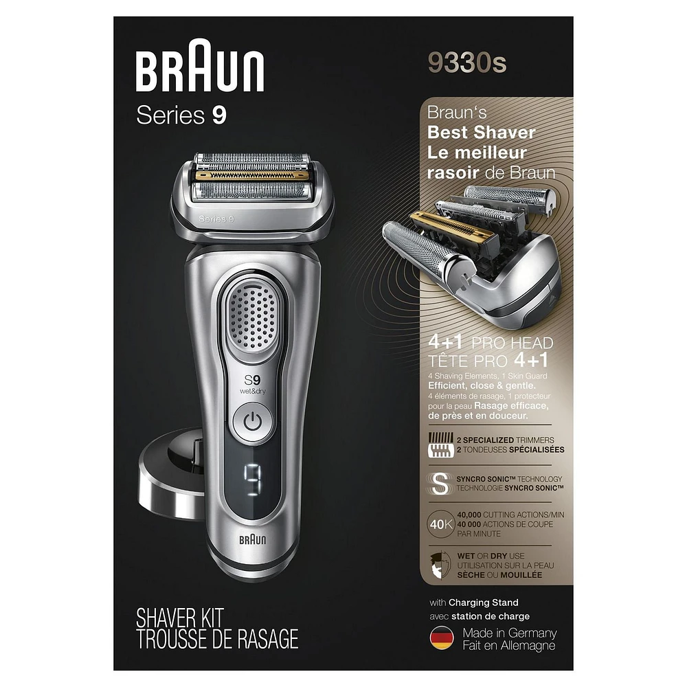 Braun Series 9 9330s Dernière Génération Rasoir Électrique pour Homme, Base De Recharge, Étui Tissu