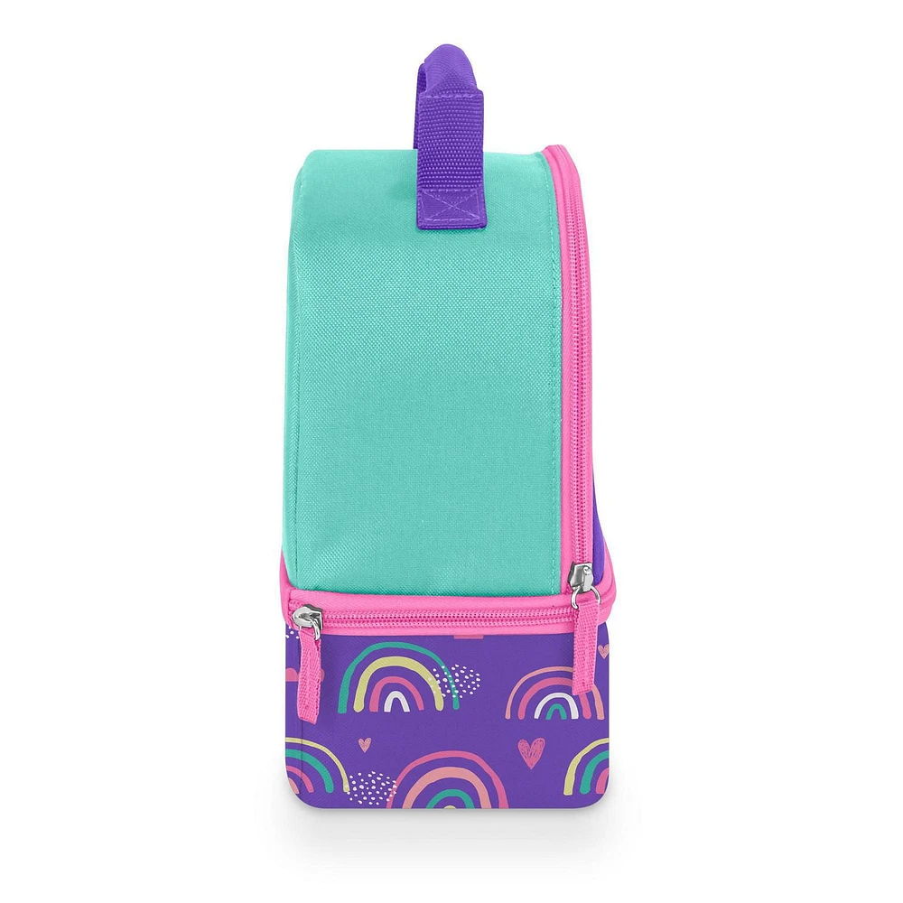 Thermos Dual Compartment Lunch Bag with Liner, Dino Rainbow