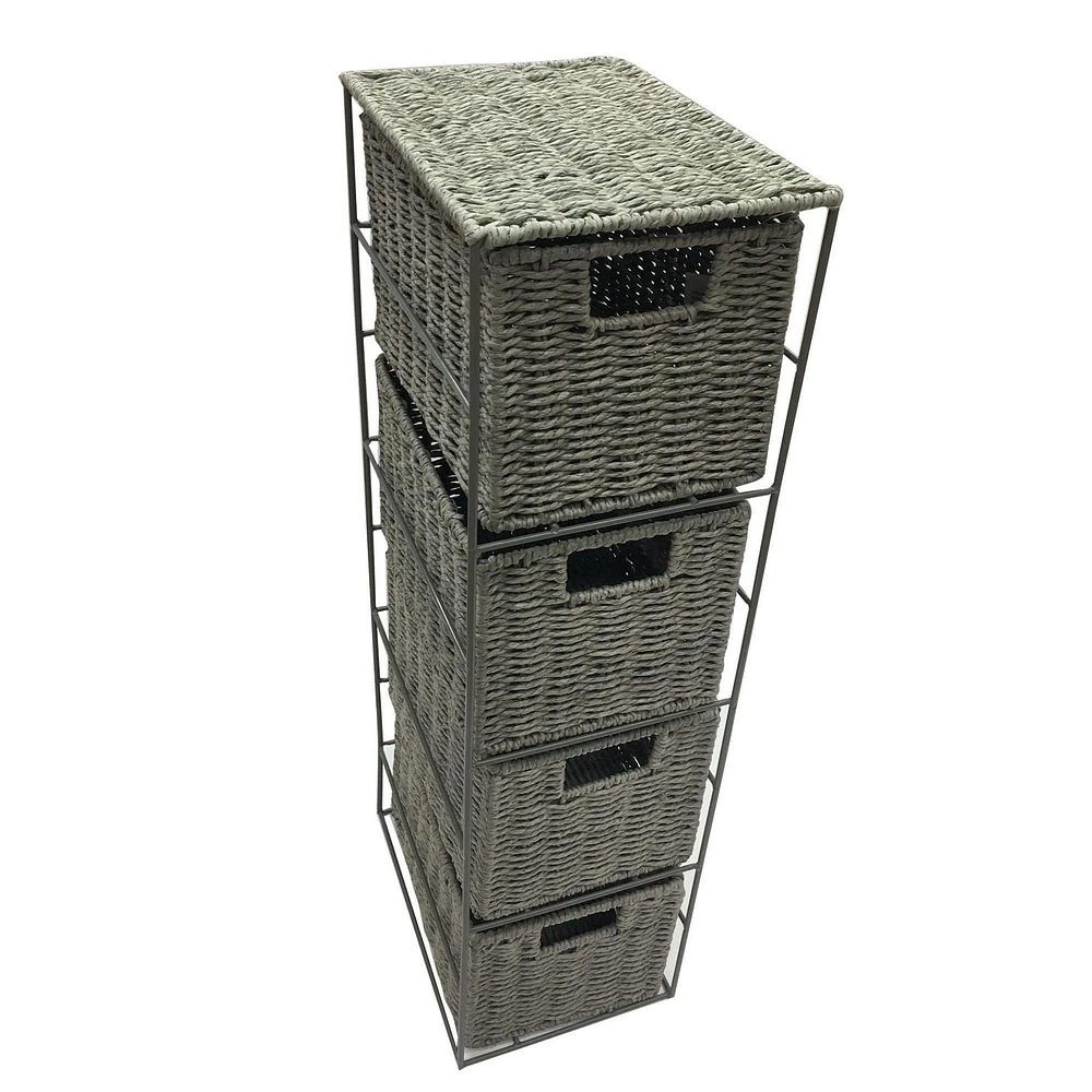 hometrends Metal Frame Storage Unit with 4 Paper Rope Drawers