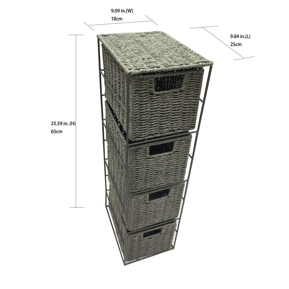 hometrends Metal Frame Storage Unit with 4 Paper Rope Drawers