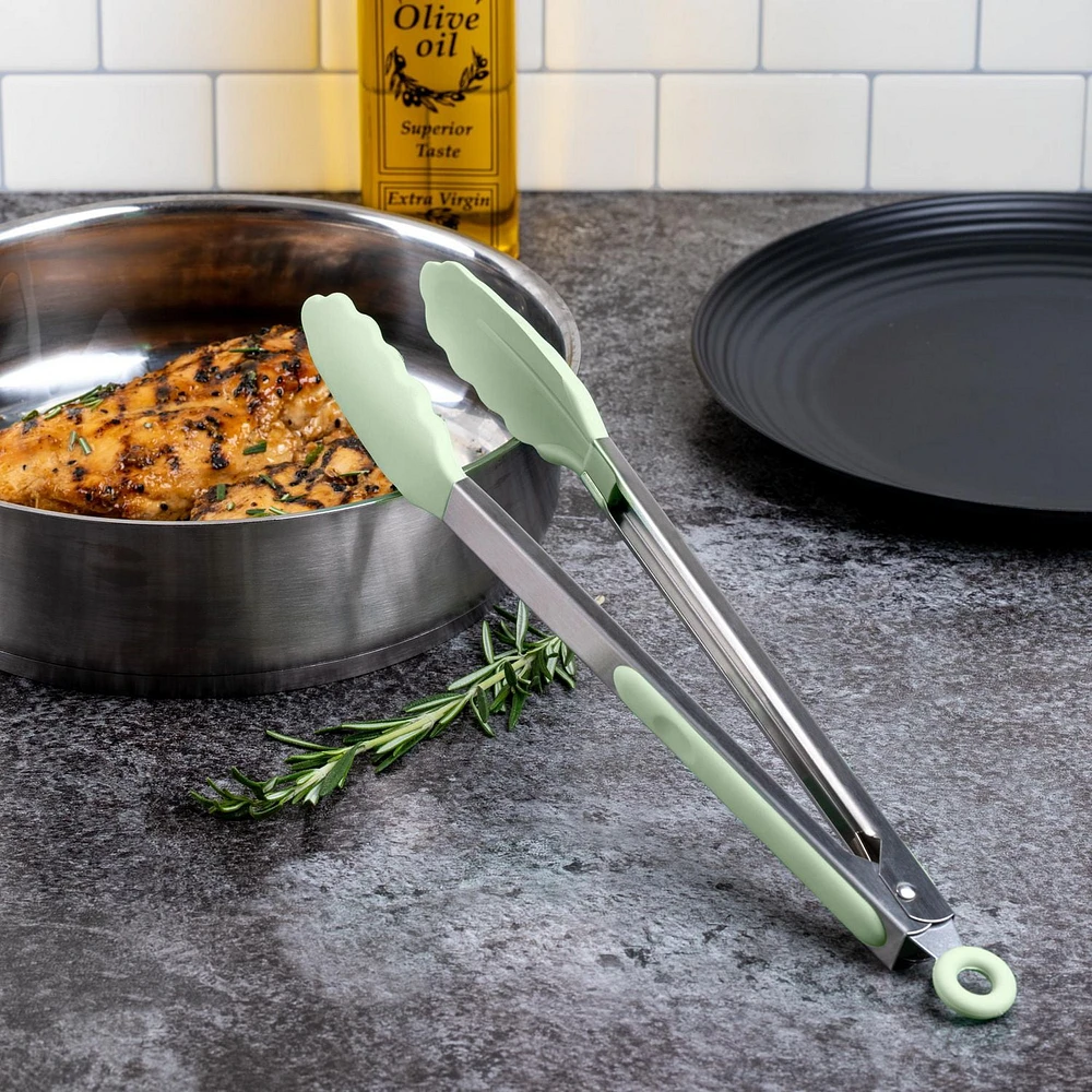 Thyme & Table Silicone Tongs, Sage