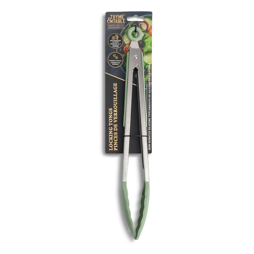 Thyme & Table Silicone Tongs, Sage