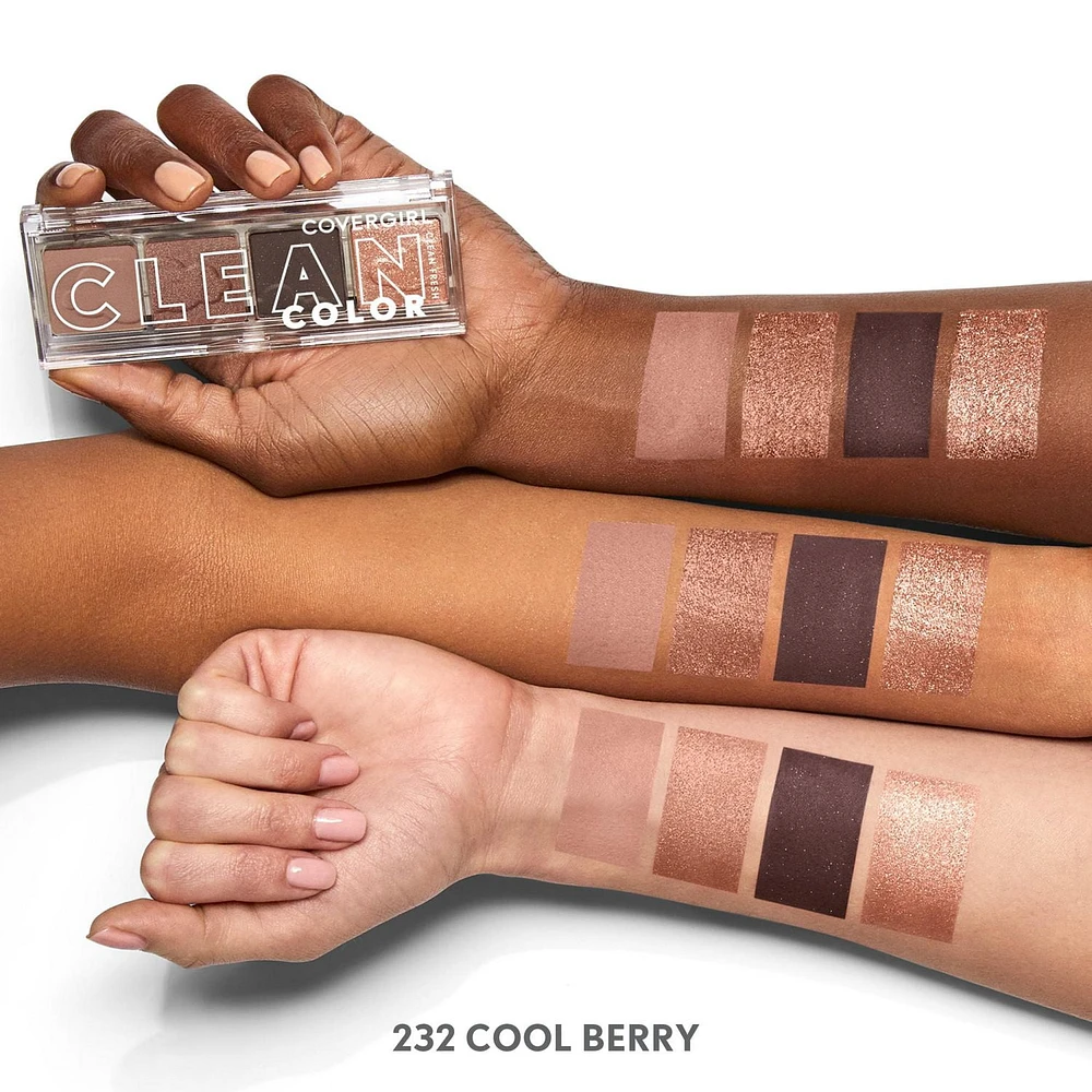 COVERGIRL Fard à paupières Clean Eye Color, pure, sain et végétalien, sans talc, huile minérale, paraben et parfum, hautement pigmenté, Sans Cruauté Fard à paupières pur et sain