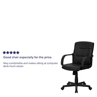 Flash Furniture Mid-Back Black Leather Swivel Task Chair with Arms