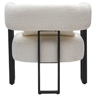 Contemporary Boucle Fabric Accent Chair - Ivory & Black