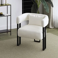 Contemporary Boucle Fabric Accent Chair - Ivory & Black