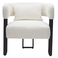 Contemporary Boucle Fabric Accent Chair - Ivory & Black