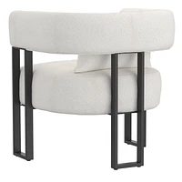 Contemporary Boucle Fabric Accent Chair - Ivory & Black