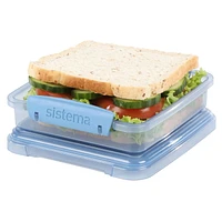 Sistema Ocean Bound Plastic Sandwich Box, 450 mL Food Storage Container and Lunch Box, BPA-Free, Made Using Recycled Plastic