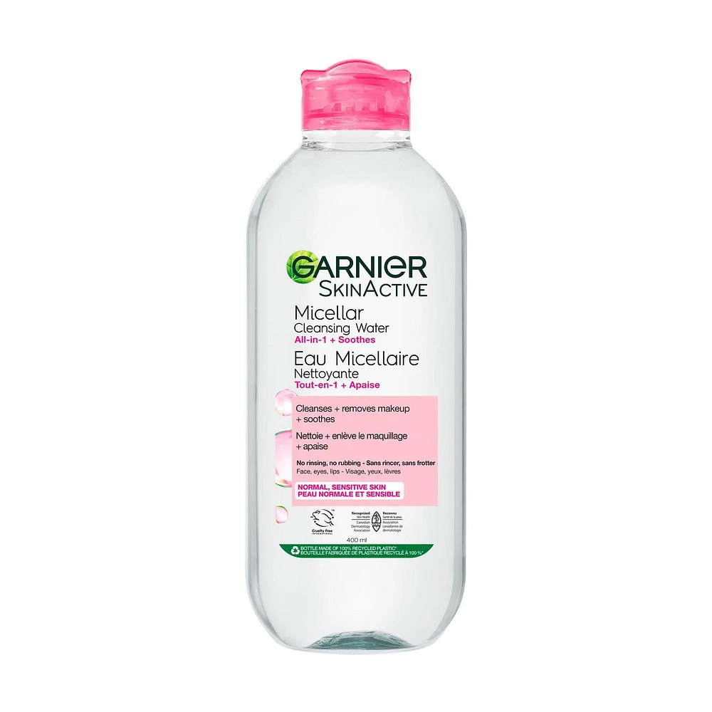 Garnier Micellar Water, Facial Cleanser & Makeup Remover, Suitable for Sensitive Skin, 400ml, Makeup Remover