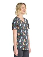 BBC Winter Bluey And Bingo Women's V-Neck Print Top