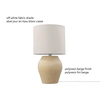 18" Soft Beige Ceramic Table Lamp with White Linen Shade