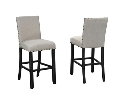 Brassex Inc Indira 29" bar Stool with Nail-Head Trim, Set of 2, Beige