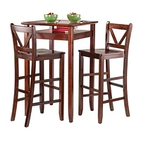 Winsome Halo 3pc Pub Table Set with 2 V-Back Stools-94586