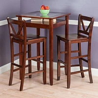 Winsome Halo 3pc Pub Table Set with 2 V-Back Stools-94586