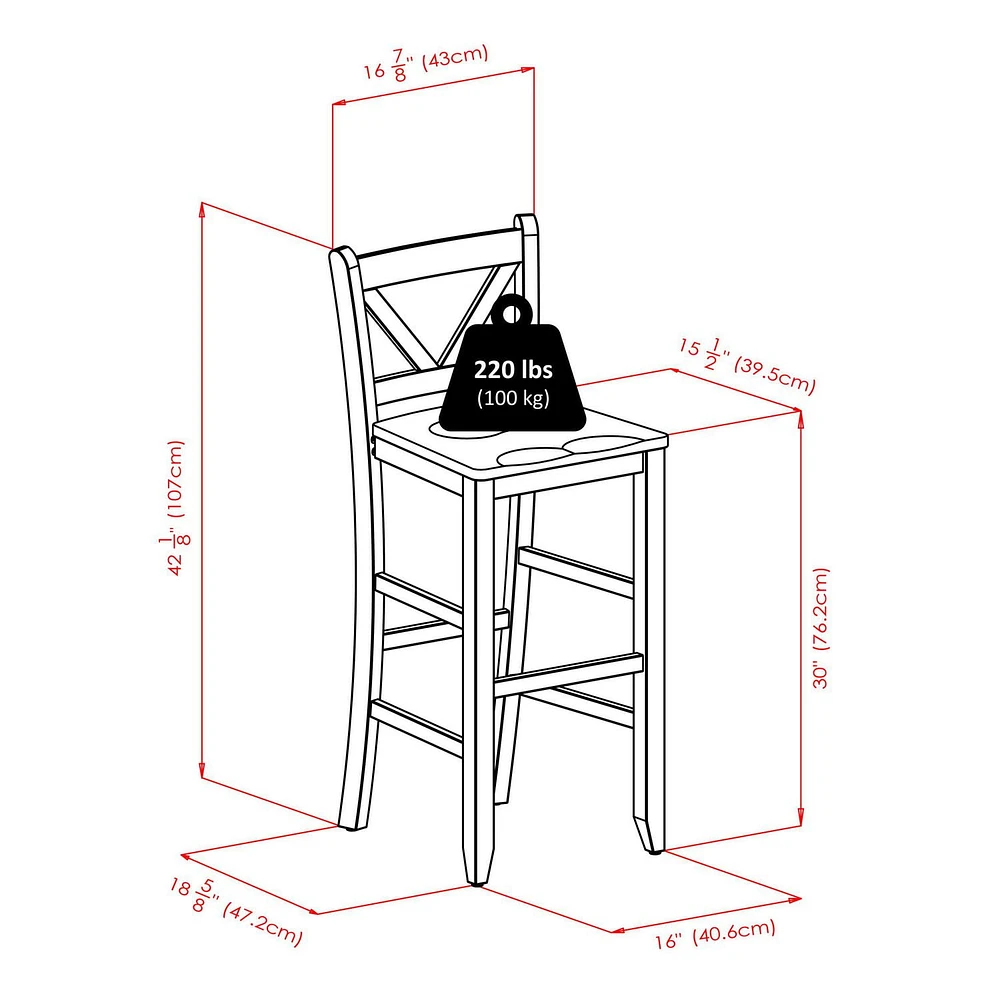 Winsome Halo 3pc Pub Table Set with 2 V-Back Stools-94586