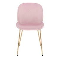 Upholstered Velvet Chair in Pink with gold legs Set 2