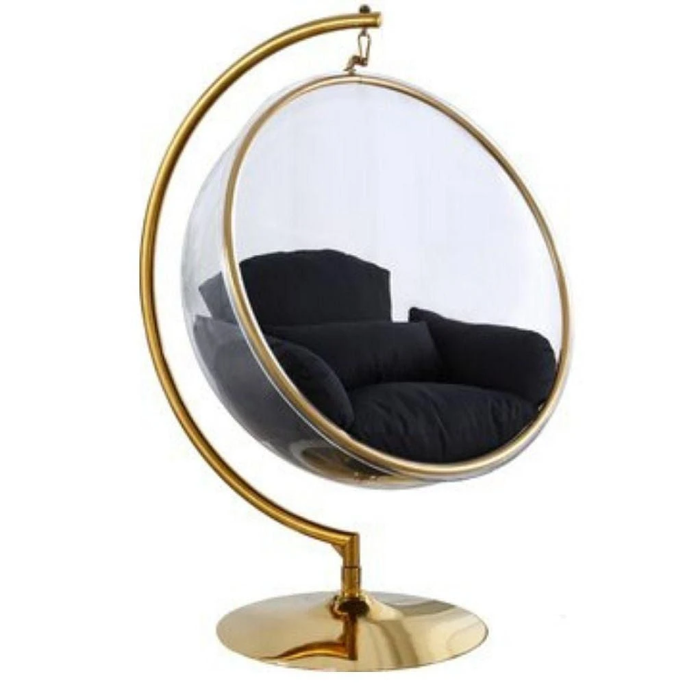 Acrylic Standing Chair With Cushion included, Gold Frame, Swivel Acrylic Chair for Living Room