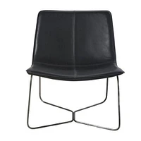 Sam PU Faux Leather Lounge Chair in Black with Metal Black Legs for Living room