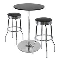 Winsome Spectrum 28" Round Pub Table, Black & Chrome - 93628