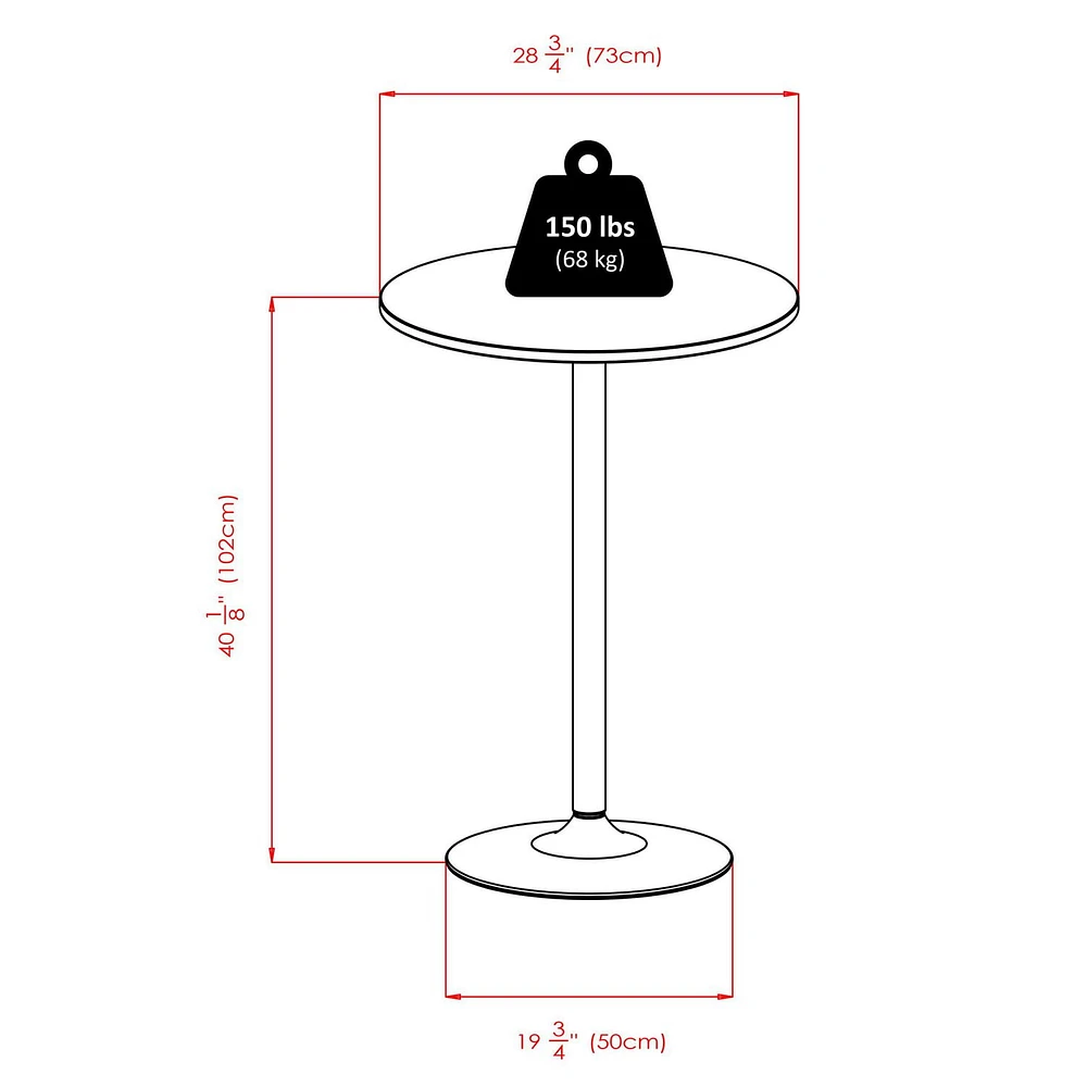 Winsome Spectrum 28" Round Pub Table, Black & Chrome - 93628