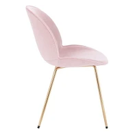 Upholstered Velvet Chair in Pink with gold legs Set 2