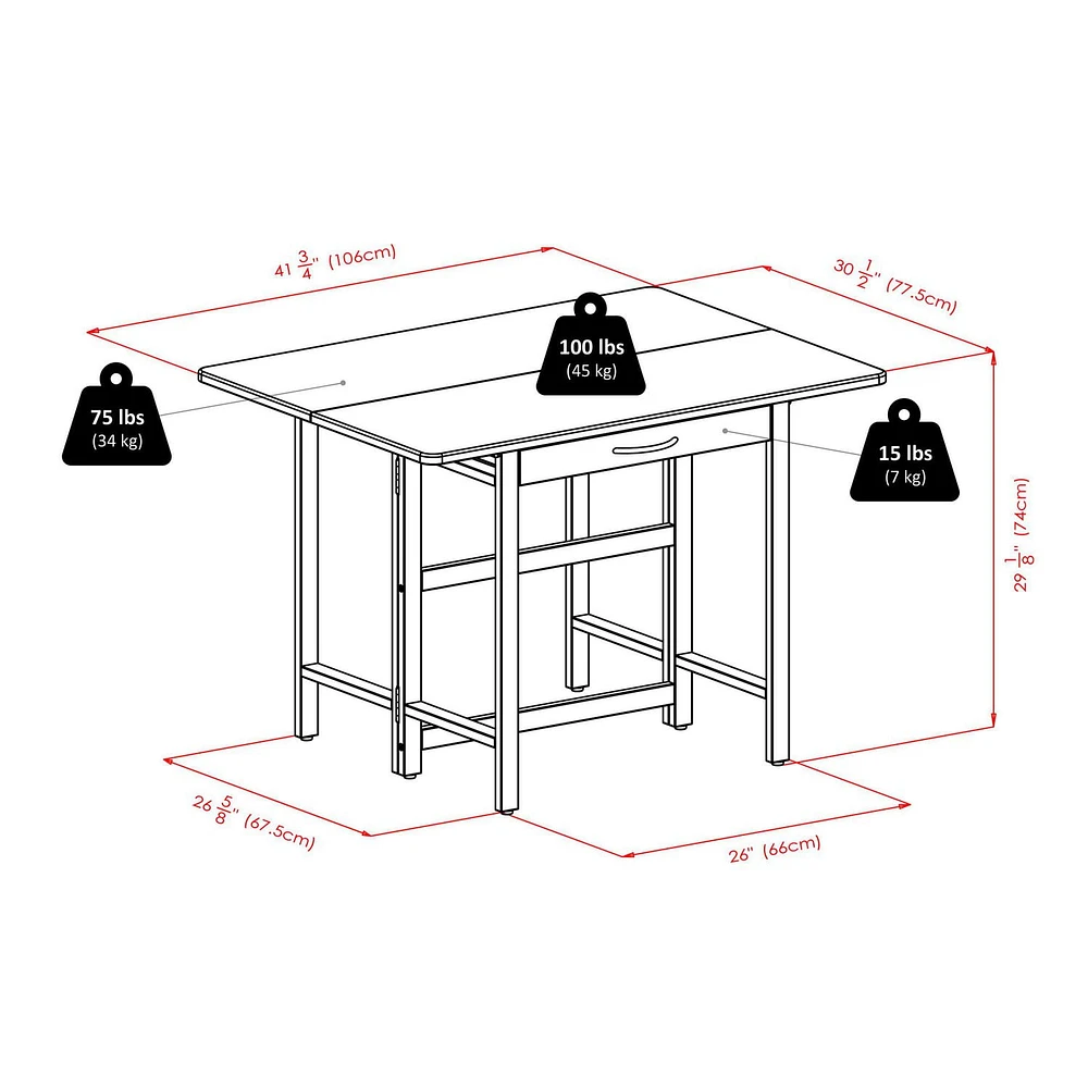 Winsome Taylor 3PC Drop Leaf Table & Ladder Back Chair