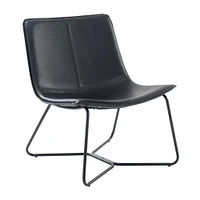 Sam PU Faux Leather Lounge Chair in Black with Metal Black Legs for Living room