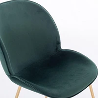 Upholstered Velvet Chair in Green with gold legs Set 2