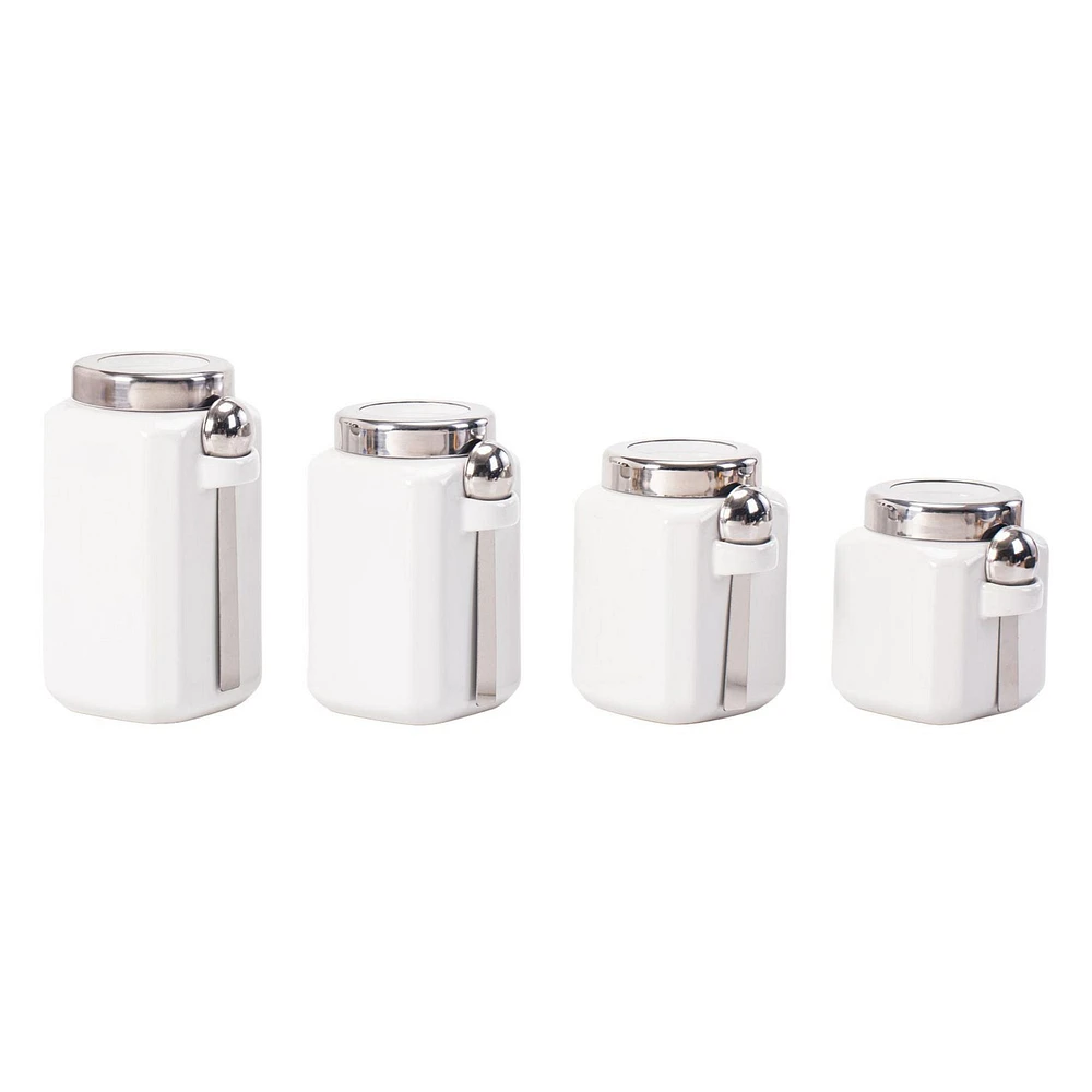 Mainstays White Ceramic Canister Set, Canister Set, Ceramic