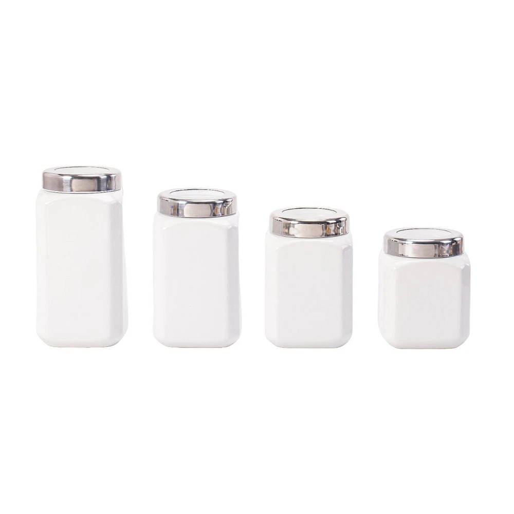 Mainstays White Ceramic Canister Set, Canister Set, Ceramic