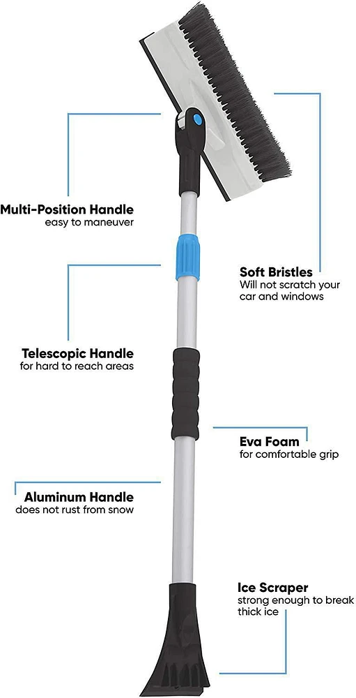 Superio Extendable Snow Brush with Ice Scraper and Squeegee