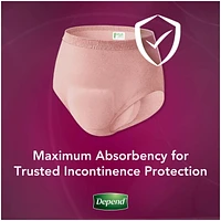 Depend Silhouette Adult Incontinence Underwear for Women, Maximum Absorbency, XL, Pink/Black/Berry, 10 Count