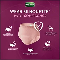 Depend Silhouette Adult Incontinence Underwear for Women, Maximum Absorbency, XL, Pink/Black/Berry, 10 Count