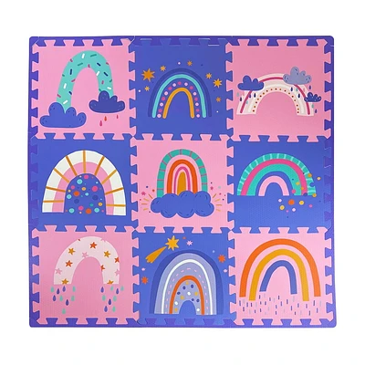 9 carreaux de sol pour enfant – Arc-en-ciel – Violet/Rose