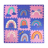 Kids 9 pc Floor Tiles – Rainbow – Purple/Pink