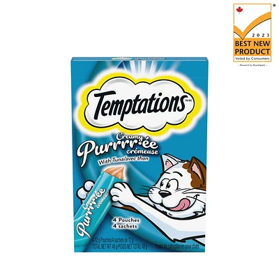 Temptations Creamy Puree Tuna Lickable Adult Cat Treats, 4x12g