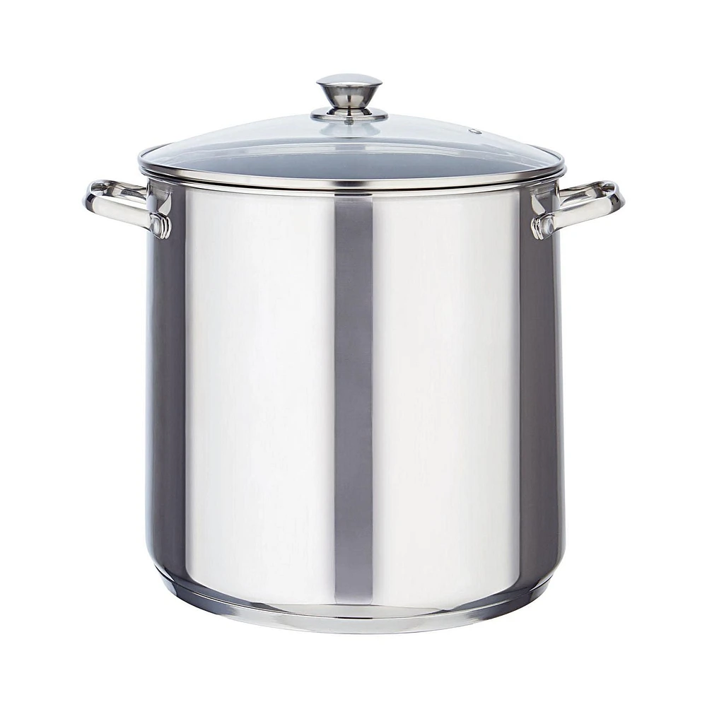 Mainstays Stainless Steel Stock Pot with Glass Lid, 16 qt., induction ready