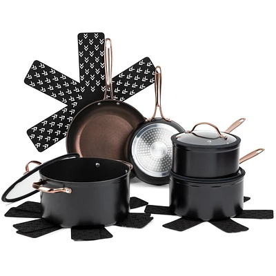 Thyme & Table 12-Piece Nonstick Cookware Set, Rose Gold