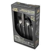 Thyme & Table 20-Piece Stainless Steel Black Medallion Flatware Set, Luxe Collection, Flatware