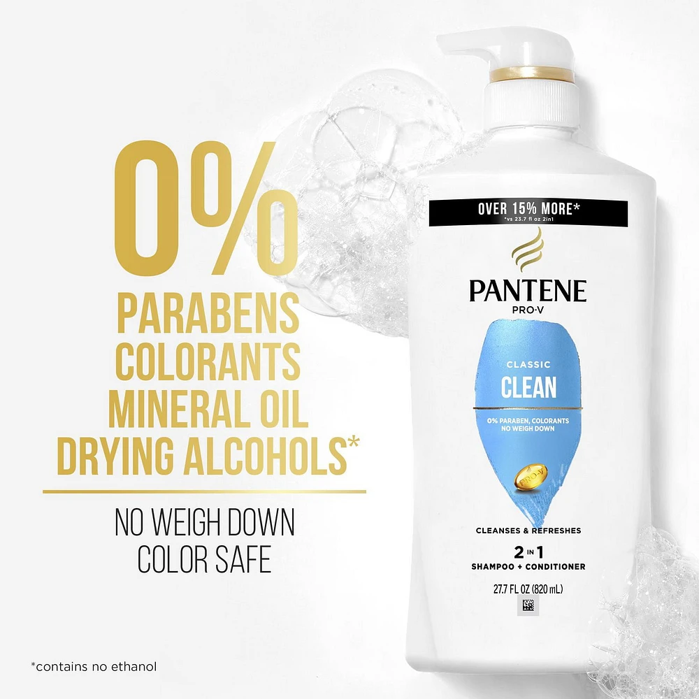 Shampooing et revitalisant 2 en 1 PANTENE PRO-V Classic Clean 27,7 oz/820 mL
