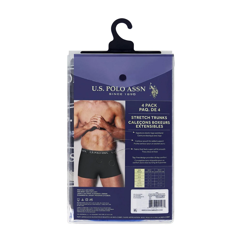 U.S. POLO ASSN. Men's Underwear 4 Pack Ultra Soft Trunks