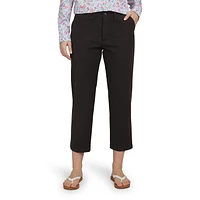 Chaps Women's Mid Rise Straight Leg Stretch Cotton Utility Pants with Pockets