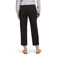 Chaps Women's Mid Rise Straight Leg Stretch Cotton Utility Pants with Pockets